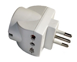 ADATTATORE CON 1 SPINA ITALIANA TRIPOLARE 10A E 2 PRESE MISTE ITALIANE 10/16 A E UNA PRESA TEDESCA/I