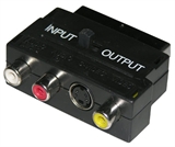 ADATTATORE SCART 21 POLI MASCHIO / 3 X CINCH RCA FEMMINA + 4 POLI SVHS FEMMINA CON SELETTORE (AB-AV5