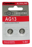 BATTERIE ALCALINE 1.5V A BOTTONE 11.6X5.4 AG13, LR44, G13, A76, GP76A, 357, SR44W BLISTER 2 PEZZI (A