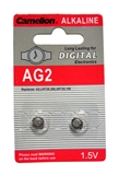 BATTERIE ALCALINE 1.5V A BOTTONE 7.85X2.6 MM. LP726, AG2, G2, LR59, 196, GP96A, SR726W BLISTER 2 PEZ