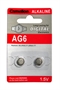BATTERIE ALCALINE 1.5V A BOTTONE 9.5X2.1 MM. AG6, LR921, LR69, 171, GP71A, 371, SR920W, G6 BLISTER 2