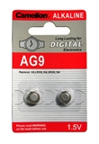 BATTERIE ALCALINE 1.5V A BOTTONE AG9, LR936, 394, SR936, 194, G9 BLISTER 2 PEZZI (A AG9-BP2)