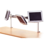 BRACCIO PER SUPPORTO 3 MONITOR LCD IN ORIZZONTALE (REGOLABILI), MONTAGGIO A TAVOLO