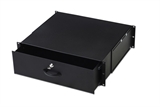 CASSETTO PER ARMADI RACK 19' CON SERRATURA, 3 UNITA', COLORE NERO RAL9005-DIMENSIONI (L/P/A) MM. 485