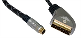 CAVO ALTA QUALITA' CONNETTORI SCART 21 POLI MASCHIO/SVHS 4 POLI MT. 1.50 (METALLO CROMATO CONTATTI D