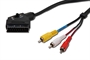 CAVO DI CONNESSIONE SCART CON SWITCH I/O - 21 POLI MASCHIO E 3 X RCA MASCHIO, VIDEO + AUDIO STEREO -