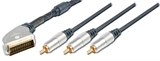CAVO SCART VIDEO/AUDIO CONNETTORI 21 POLI MASCHIO - 3 X CINCH RCA CON SWITCH I/O MT.1.50 (METALLO CR