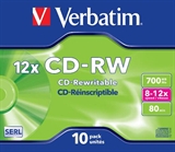 CONFEZIONE 10 CD-RW VELOCITA' 12X CAPACITA' 700MB CON CUSTODIE