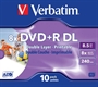 CONFEZIONE 10 DVD+R STAMPABILI VELOCITA' 5X CAPACITA' 8,5GB DOUBLE LAYER  CON CUSTODIE