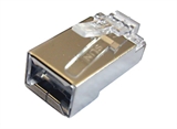 CONNETTORE PLUG 8 POLI SCHERMATO CAT. 5E RJ45 CON INSERITORE PER CAVO RETE FLESSIBILE