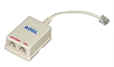 FILTRO/SDOPPIATORE ADSL CON 2 PRESE RJ11 6 POLI FEMMINA + 1 SPINA RJ11 6 POLI MASCHIO