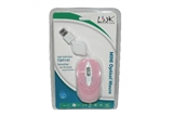 MINIMOUSE USB CON CAVO RETRATTILE E ROTELLA DI SCORRIMENTO COLORE ROSA
