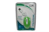MINIMOUSE USB CON CAVO RETRATTILE E ROTELLA DI SCORRIMENTO COLORE VERDE