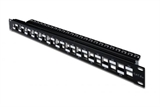 PANNELLO PATCH MODULARE 24 PORTE SCHERMATE 1 UNITA' COLORE NERO A PORTE SFASATE (SENZA MODULI)