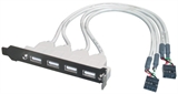 PIASTRINA CON 4 CONNETTORI USB TIPO 'A' ESTERNI - CONNETTORE ALLA PIASTRA MADRE 2X10 PIN 2,54 MM. (A