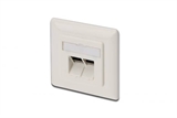 PLACCA PRESA MURO CAT. 6A SCHERMATA CON 2 PRESE RJ45 INSTALLAZIONE CAVI VERTICALE