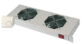 SISTEMA DI VENTILAZIONE CON TERMOSTATO MONTAGGIO FRONTALE IN ARMADI 19' CON 2 VENTOLE, 6,4 METRI CUB